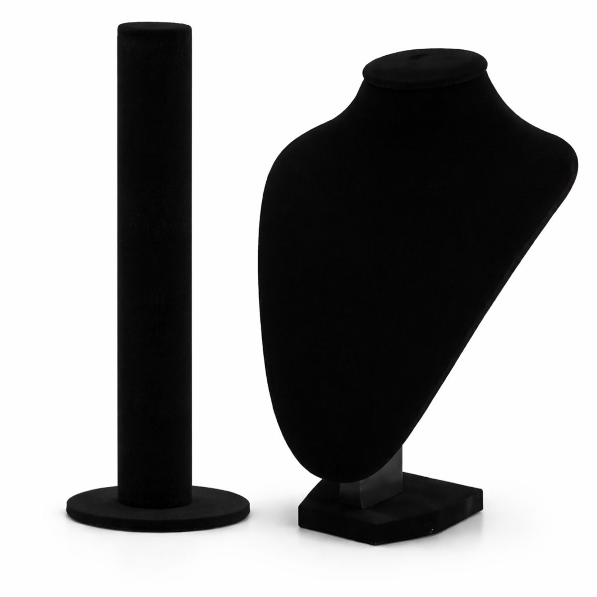 GENERICO - Set Exhibidores Joyas Terciopelo Negro Cuello + Pulseras