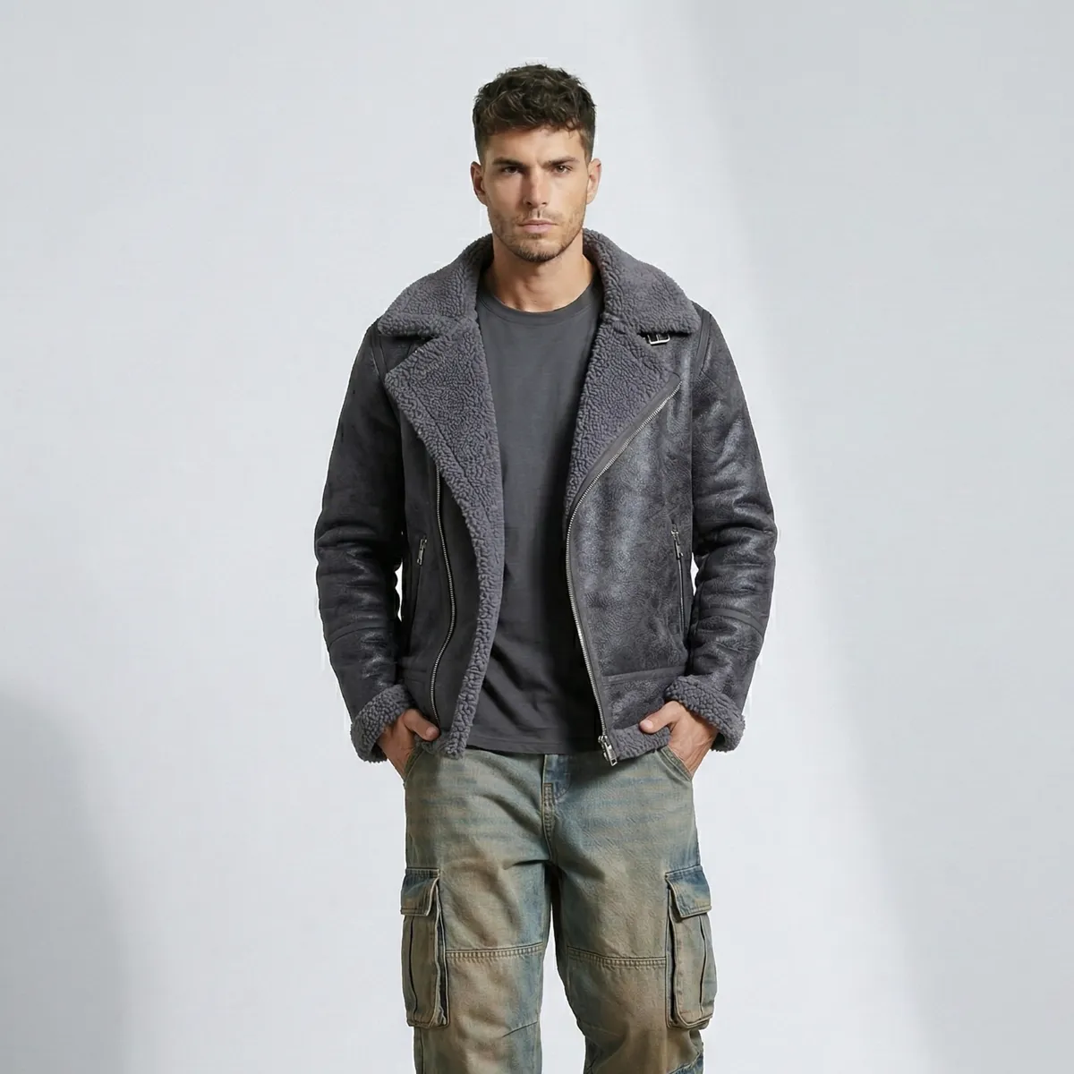 D'JOE - Chaqueta Aviadora Hombre Ecocuero Hombre Stephano