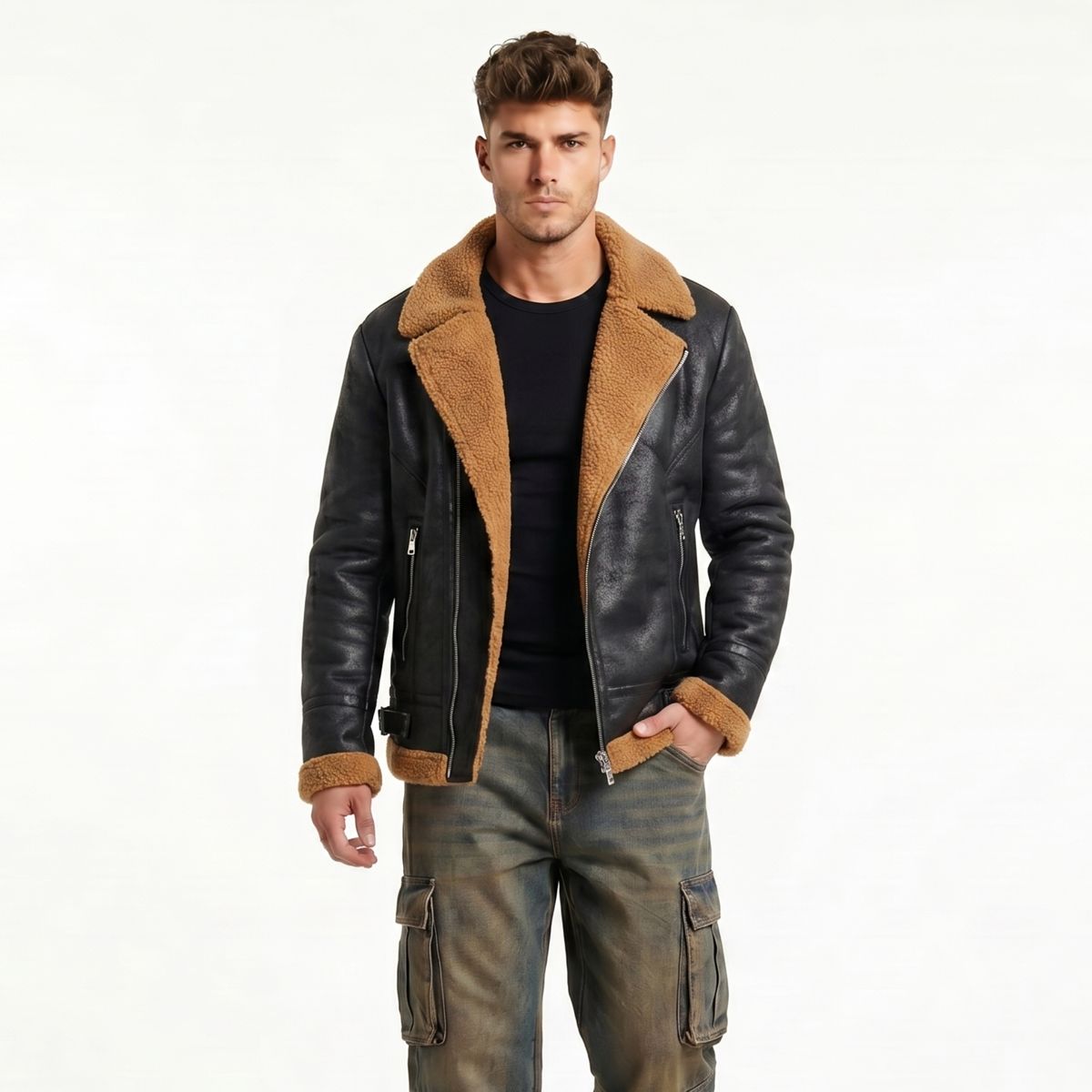 D'JOE - Chaqueta Aviadora Hombre Ecocuero Hombre Stephano