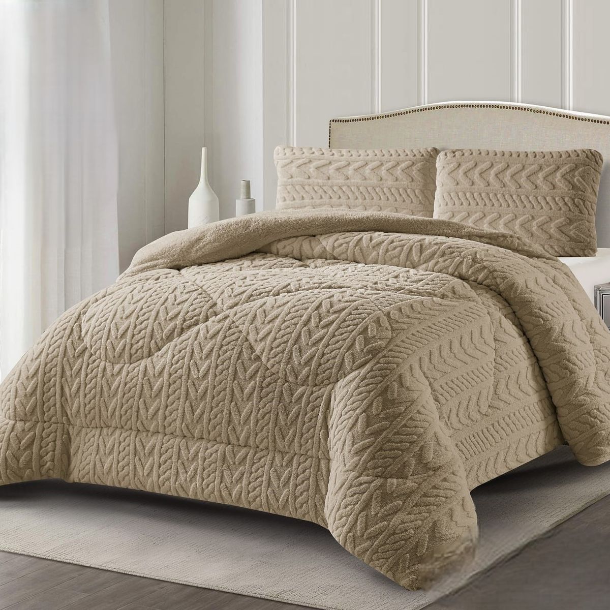 GENERICO - COBERTORES CON DISEÑOTEXTURIZADOS PARA INVIERNO SHERPAS CON CHIPORROS