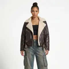 D'JOE - Chaqueta Aviadora Ecocuero Soft Forro Mujer Regina