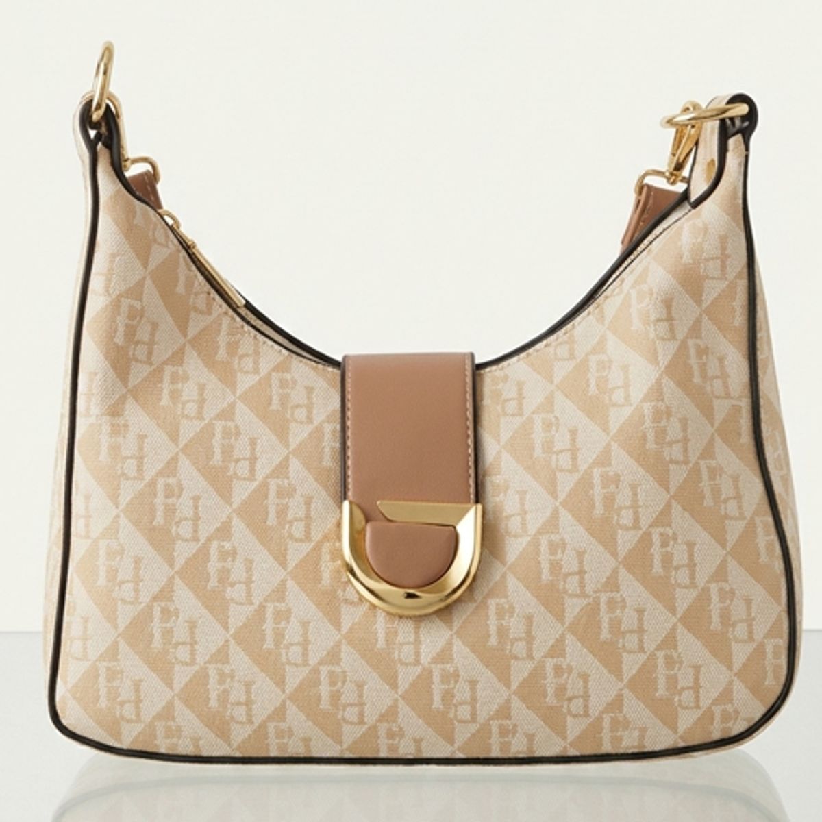 GENERICO - Cartera de Hombro Jacquard con Monograma y Detalles en Ecocuero - Diseño de Lujo