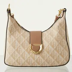 GENERICO - Cartera de Hombro Jacquard con Monograma y Detalles en Ecocuero - Diseño de Lujo