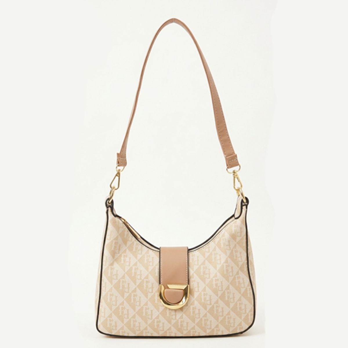 GENERICO - Cartera de Hombro Jacquard con Monograma y Detalles en Ecocuero - Diseño de Lujo