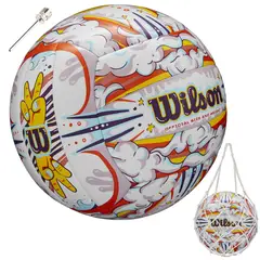 WILSON - Balon Voleibol Graffiti Peace Volley Indoor Outdoor Incluye Pack Malla y Aguja Mobar