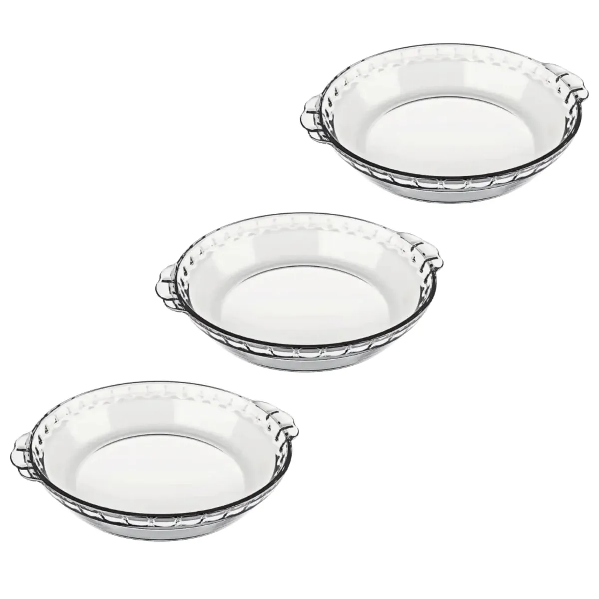 MARINEX - Set 3 Fuentes Vidrio Templado Marinex 1.3l Molde Redonda