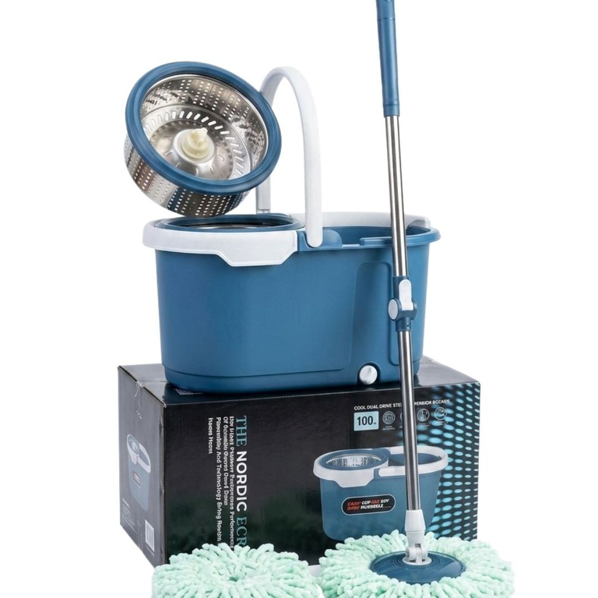 GENERICO - Trapero Mopa 360 Centrifuga Giratoria Trapeador Balde azul