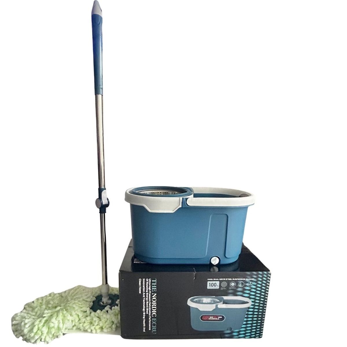 GENERICO - Trapero Mopa 360 Centrifuga Giratoria Trapeador Balde azul