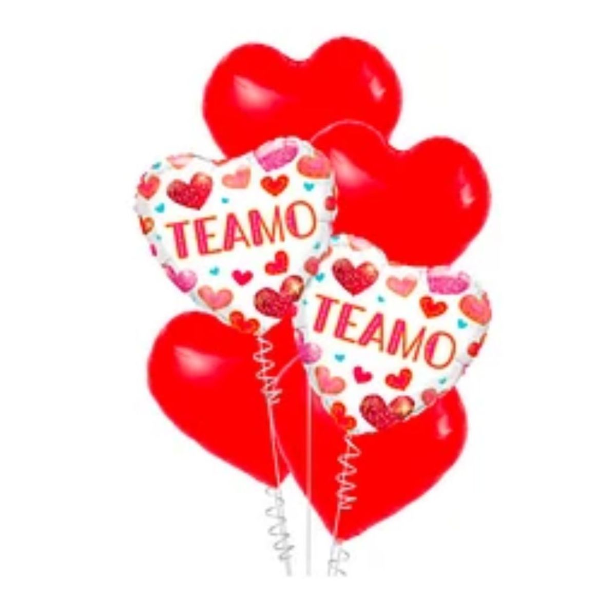 GENERICO - Set de globos metalicos te amo rojos y blancos 6pcs