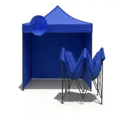 GENERICO - Carpa Toldo Plegable Azul con Paredes Laterales y Filtro UV 3X3