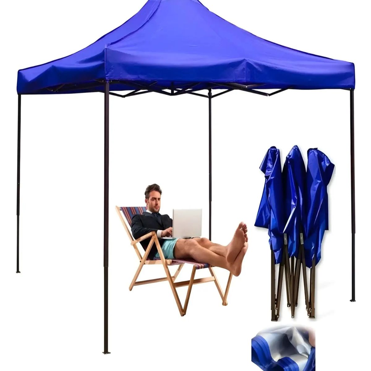 GENERICO - Toldo Plegable Azul 3X3 Carpa Impermeable Exterior