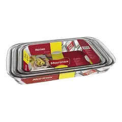 MARINEX - Set 3 Asaderas Rectangulares Vidrio Horno