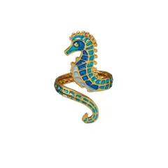 ZG JOYAS - Anillo Caballo Mar Texturizado Dorado Galvanizado En Oro