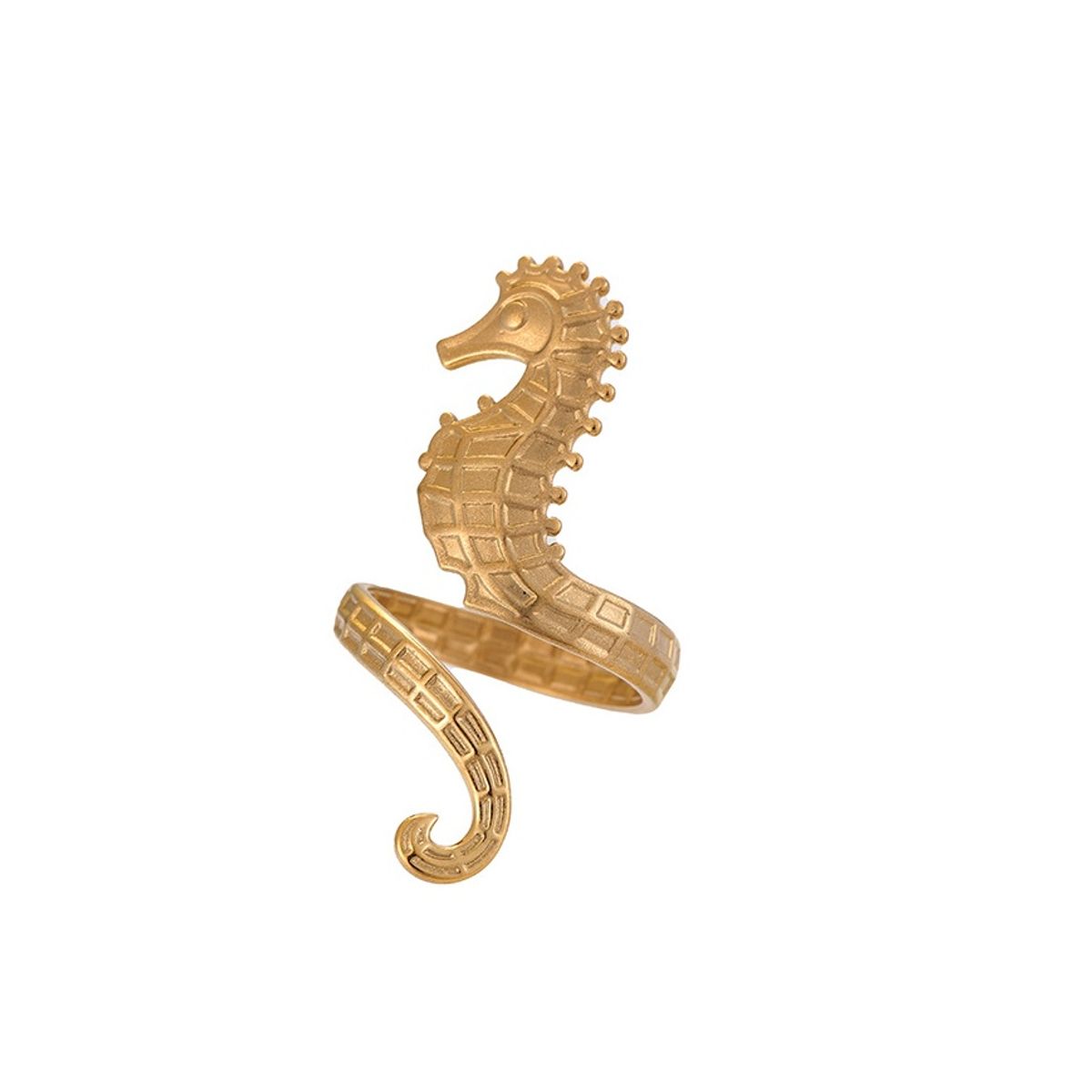 ZG JOYAS - Anillo Caballo Mar Texturizado Dorado Galvanizado En Oro