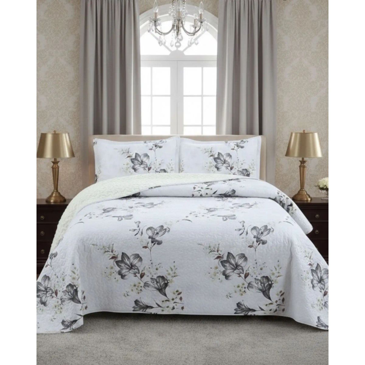 GENERICO - CUBRECAMA QUILT CON SHERPA KING 250 X 270 CM