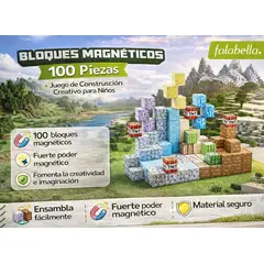 GENERICO - Bloques Magnéticos 100 Piezas Tipo Construcción - Juego Educativo Creativo Infantil