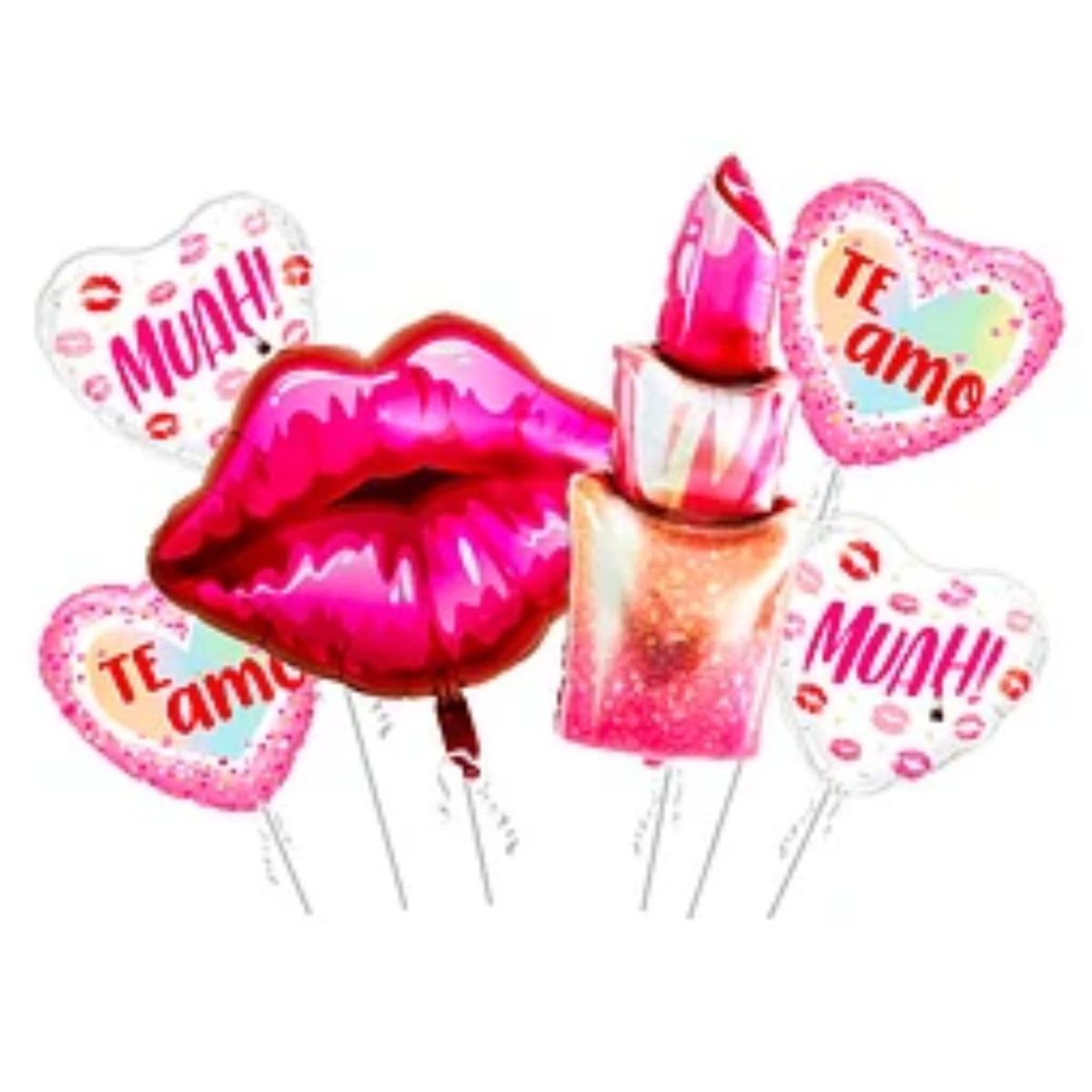 GENERICO - Set de globos metalicos labios y labial 6pcs