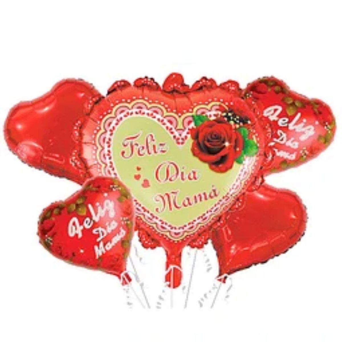 GENERICO - Set de globos metalicos feliz día mamá 5pcs