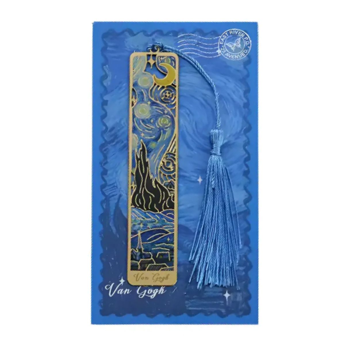 GENERICO - Separador de Página Metálico Grandes Pintores - Azul Van Gogh Noche Estrellada