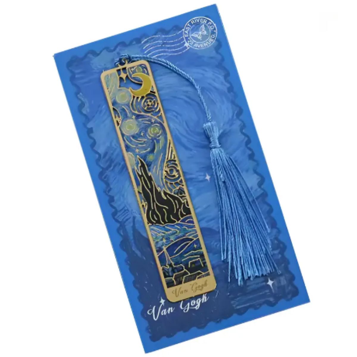 GENERICO - Separador de Página Metálico Grandes Pintores - Azul Van Gogh Noche Estrellada