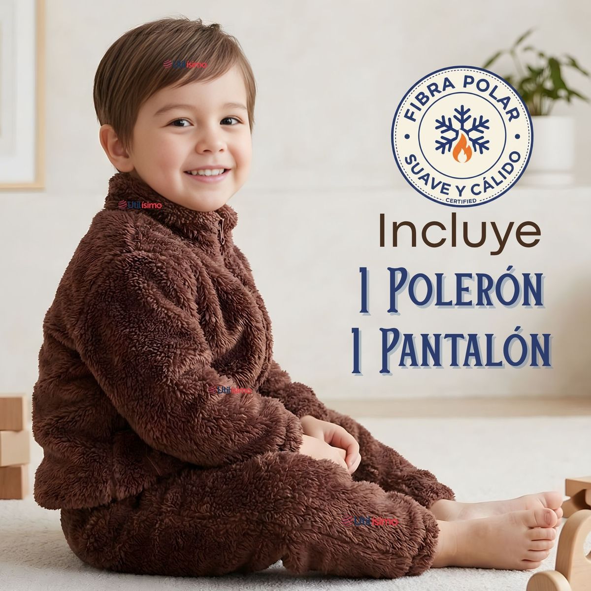 JUMP KIDS - Conjunto 2 Piezas Buzo Polerón Pantalón Bebe Niño Poliéster Brown