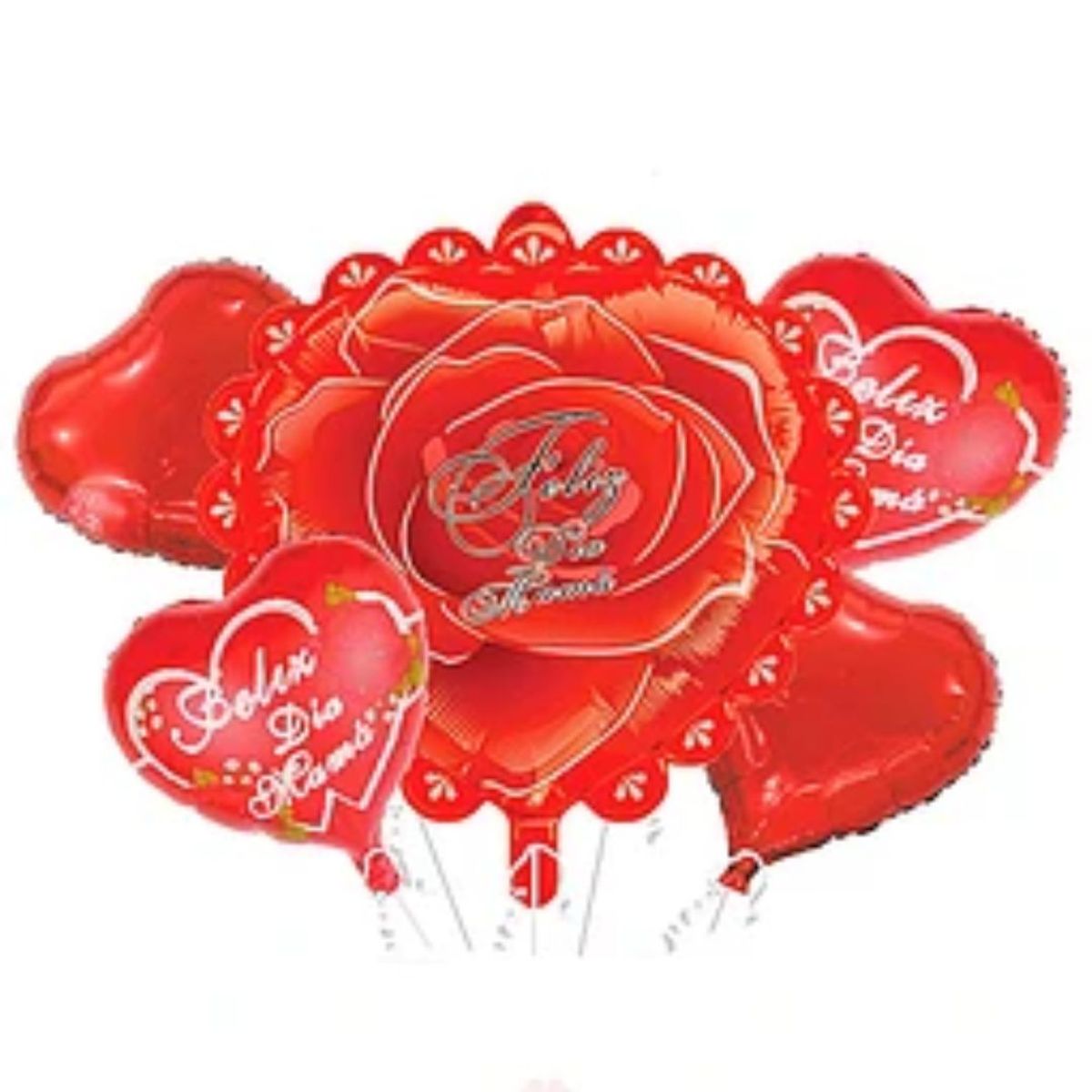 GENERICO - Set de globos metalicos feliz día mamá 5pcs