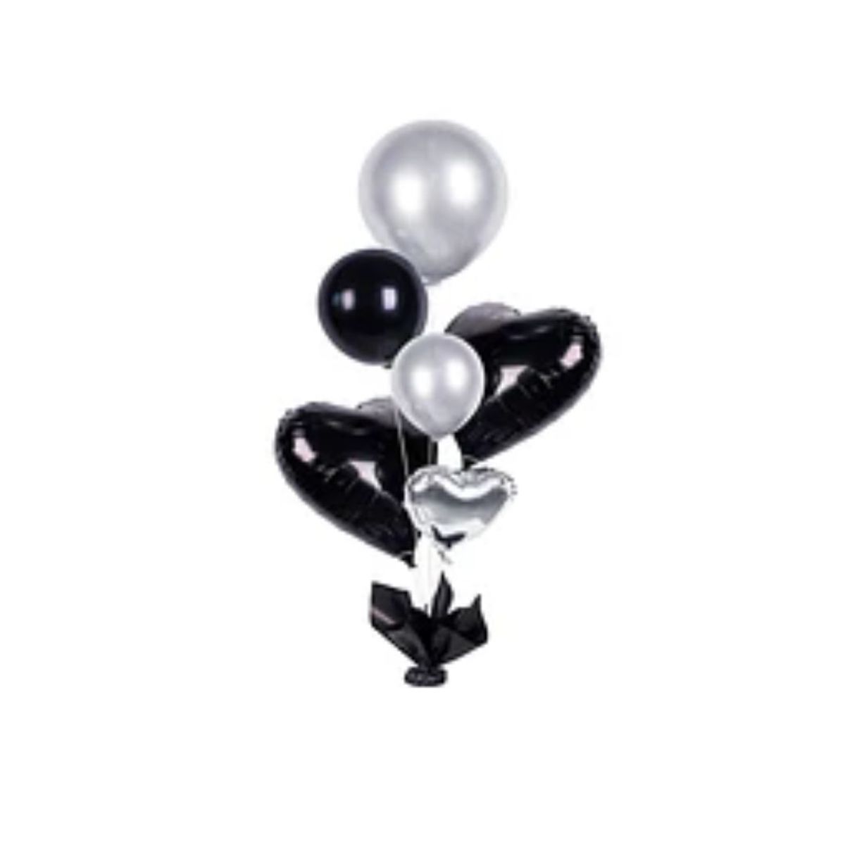 GENERICO - Set de globos de látex de corazón plateado y negro 6pcs