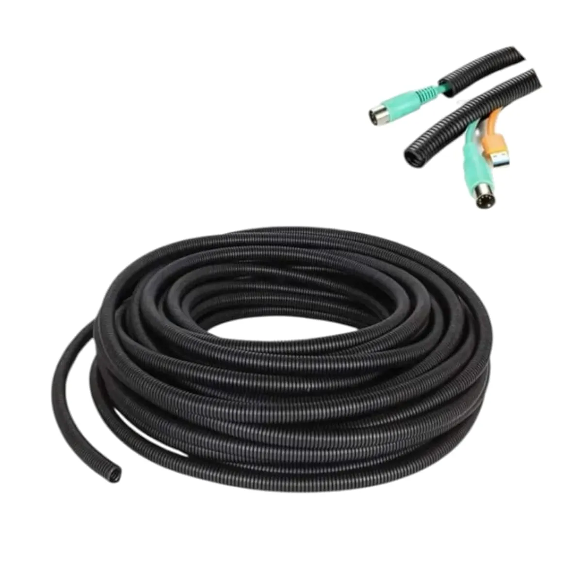 GENERICO - ROLLO DE TUBO CORRUGADO PVC 7MM 50M P INSTALACION PARA CABLES DE AUTO