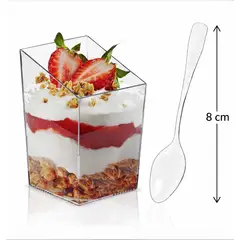 GENERICO - Pack 100 Cucharas Transparentes Mini Para Postres Shots