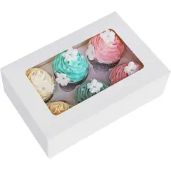 KUANGYE - 10 Cajas Pasteles Con Ventana Para 6 Cupcakes Muffins Donas