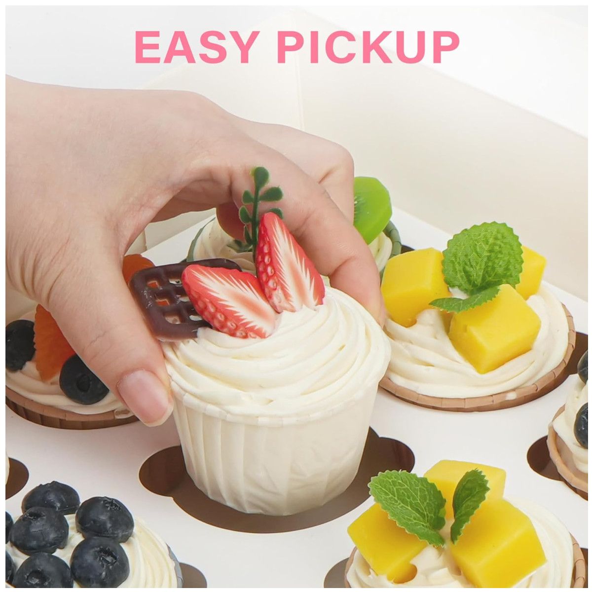 KUANGYE - 10 Cajas Pasteles Con Ventana Para 6 Cupcakes Muffins Donas