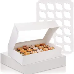 KUANGYE - 10 Cajas Para 24 Mini Cupcakes Con Visor/ventana Blanco 8x34x24cm Para cámping Y Fiestas