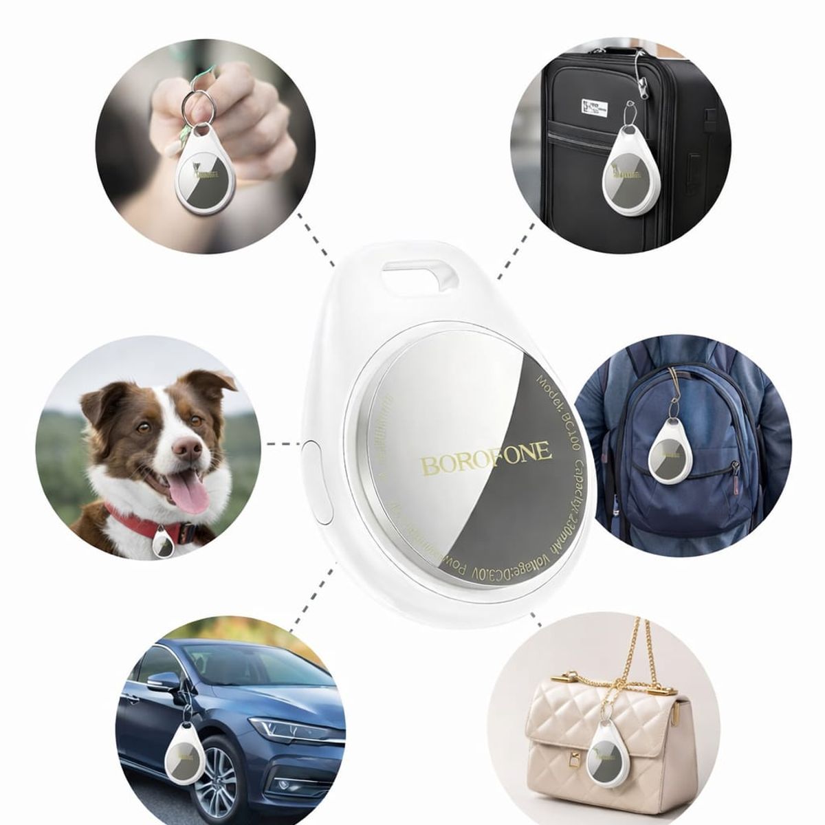 GENERICO - Localizador Traker BOROFONE Compatible con iPhone Anti Pérdida GPS