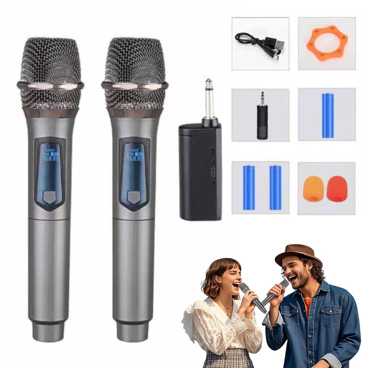 ATURE - Micrófono Inalámbrico Recargable 2.4g 1 Emisor Y 2receptores