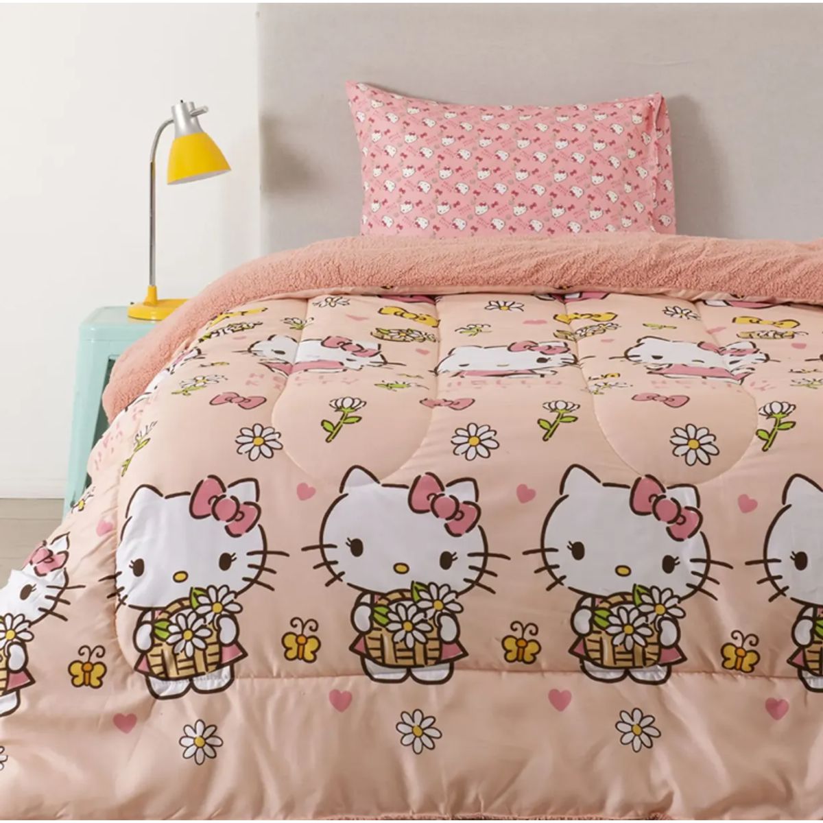 MASHINI - Plumon Sherpa Infantil Apto 1 Plz Y 1.5 Plz Sanrio Hello Kitty