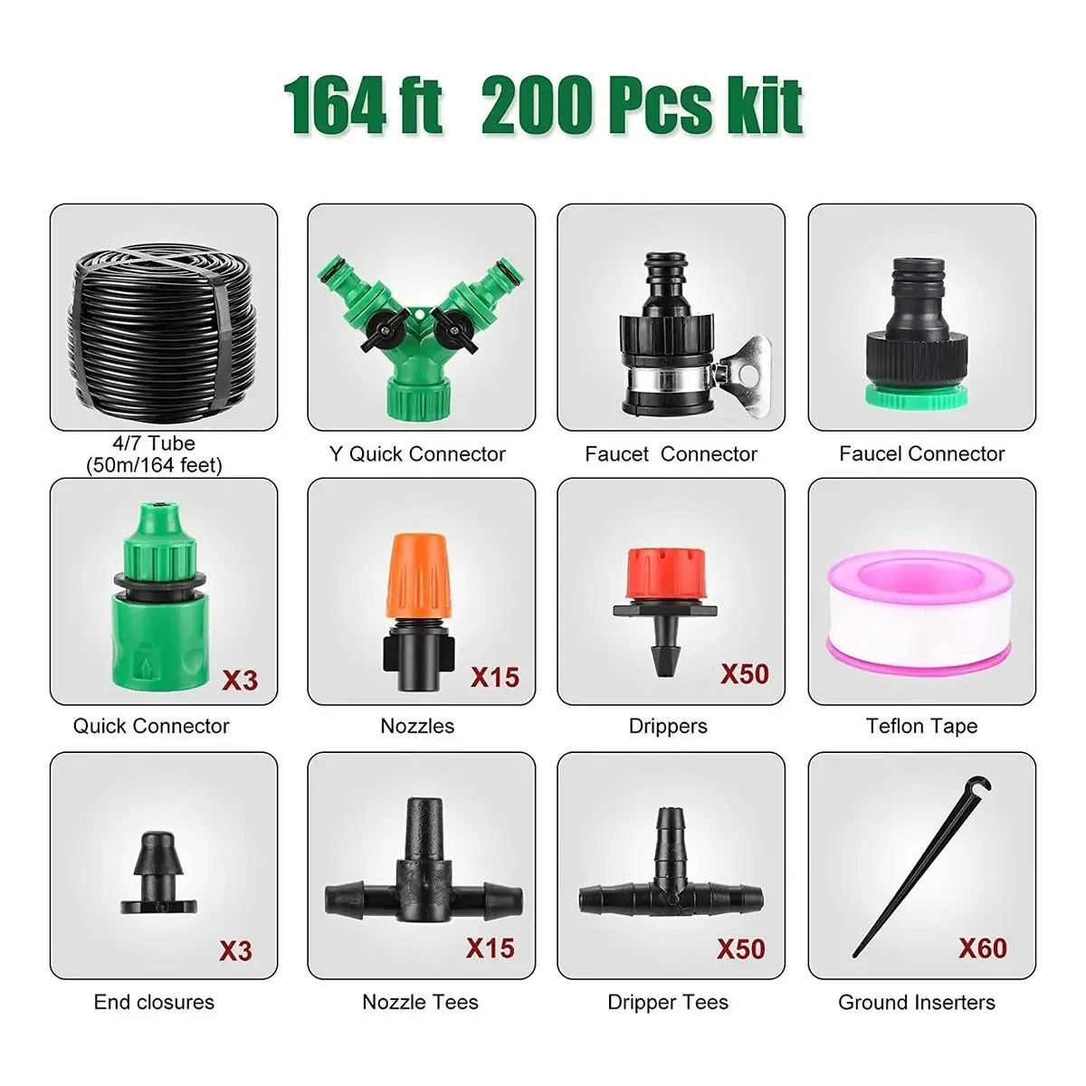 GENERICO - Kit De Riego Sistema Automático 50m 200 Piezas
