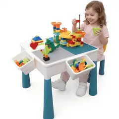 MOVI - Mesa de Actividades Niños con Silla + 102 Bloques Construcción