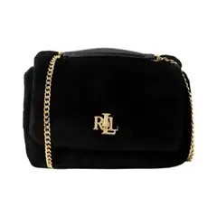 RALPH LAUREN - BOLSO HOMBRO MUJER LOGO METÁLICO NEGRO