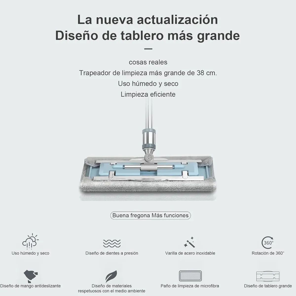 KUANGYE - Trapeador De Microfibra Spin 360°mágico Mop Con 6 Almohadilla
