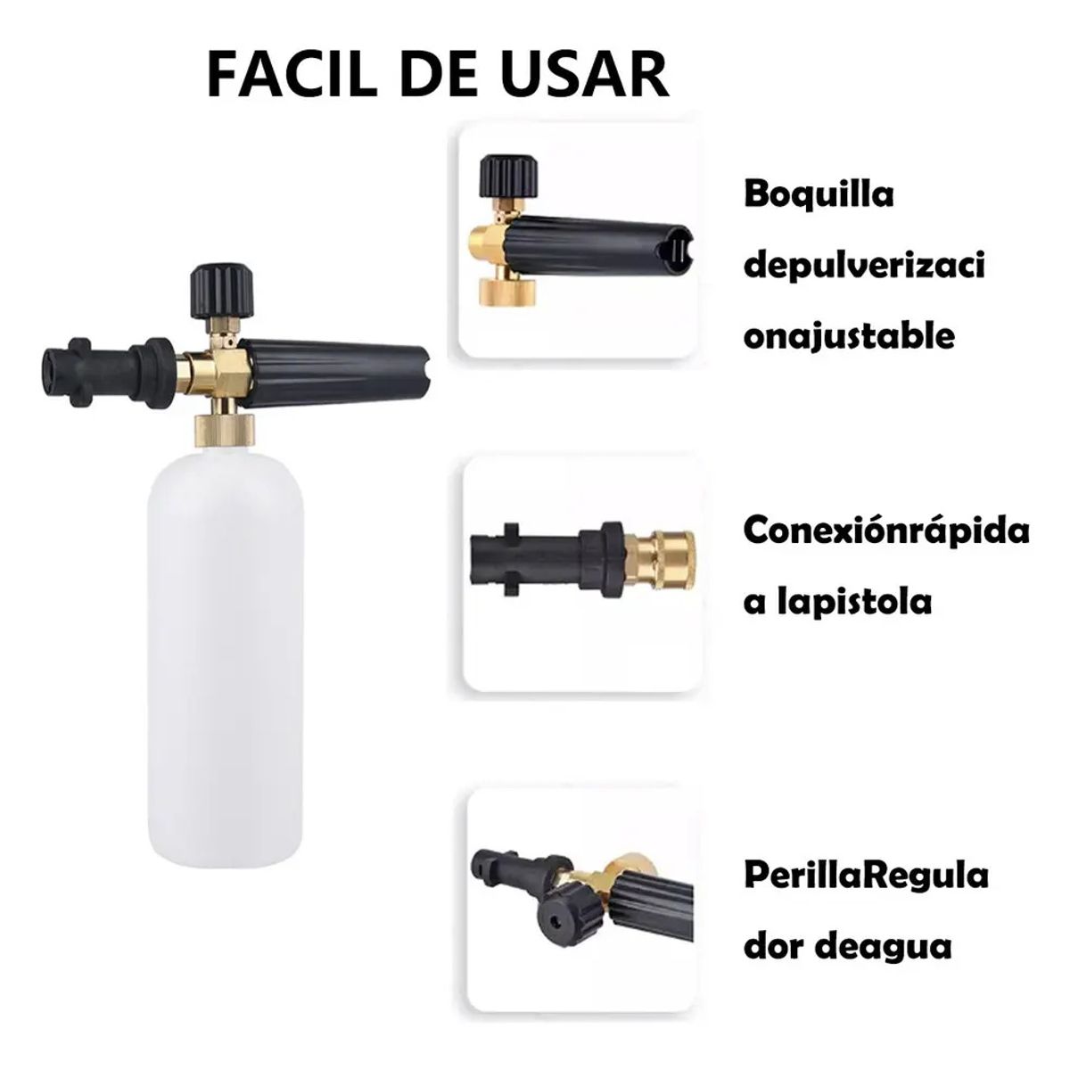 KUANGYE - Boquilla De Espuma + Botella Para Karcher K2a K7 Profecional