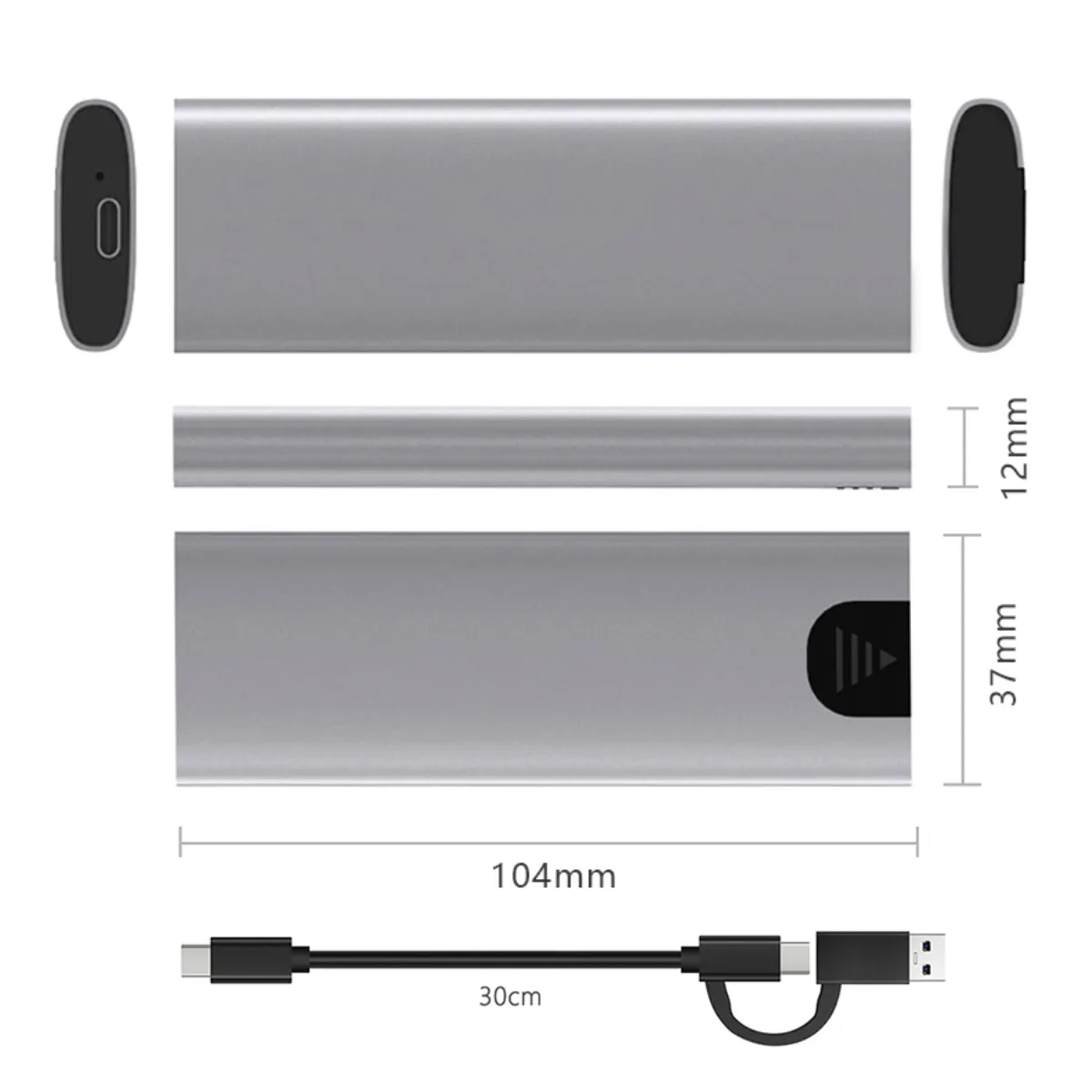 KINDA NICE - Caja Ssd M.2 Nvmengff Doble Protocolo Usb-c 4tb Gris Cable
