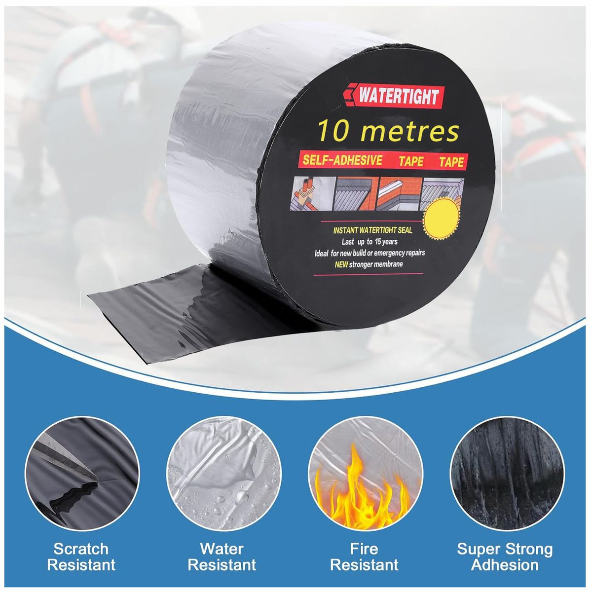 KUANGYE - Cinta Sellador Adhesivo Techo Gotera Impermeable 100mm X 10m