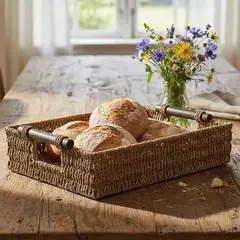 BRIC - Bandeja Decorativa Fibra Natural 36x27x10 Cm