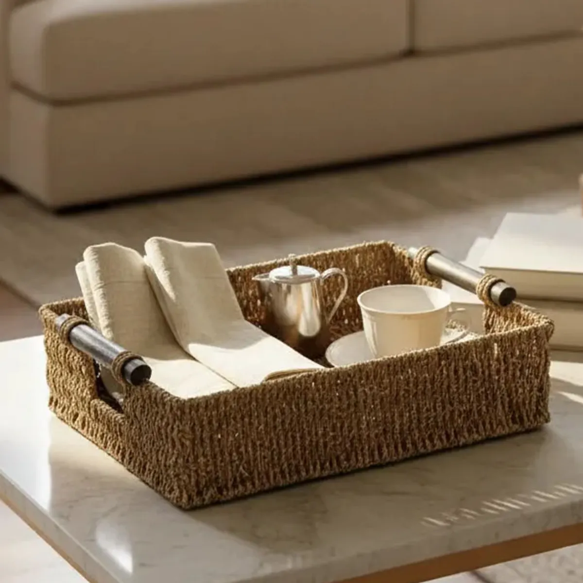 BRIC - Bandeja Decorativa Fibra Natural 36x27x10 Cm