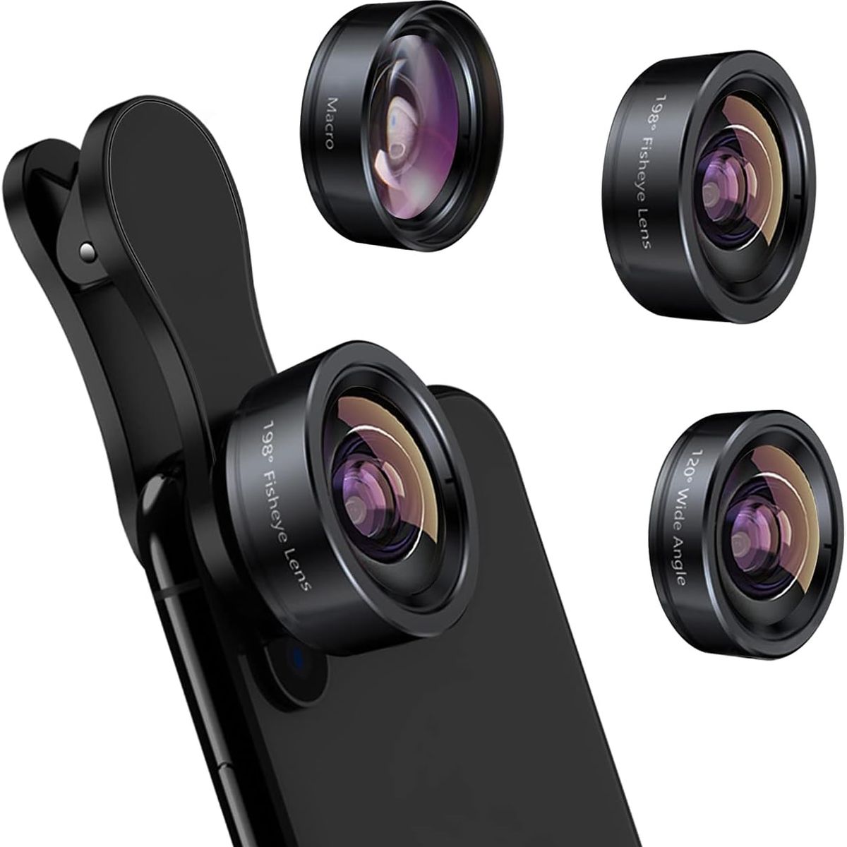 PUREPOWER - 3en1 Teleobjetivo Para Celular Lentes Zoom para Celular ,0.63X, Ojo de Pez 198°