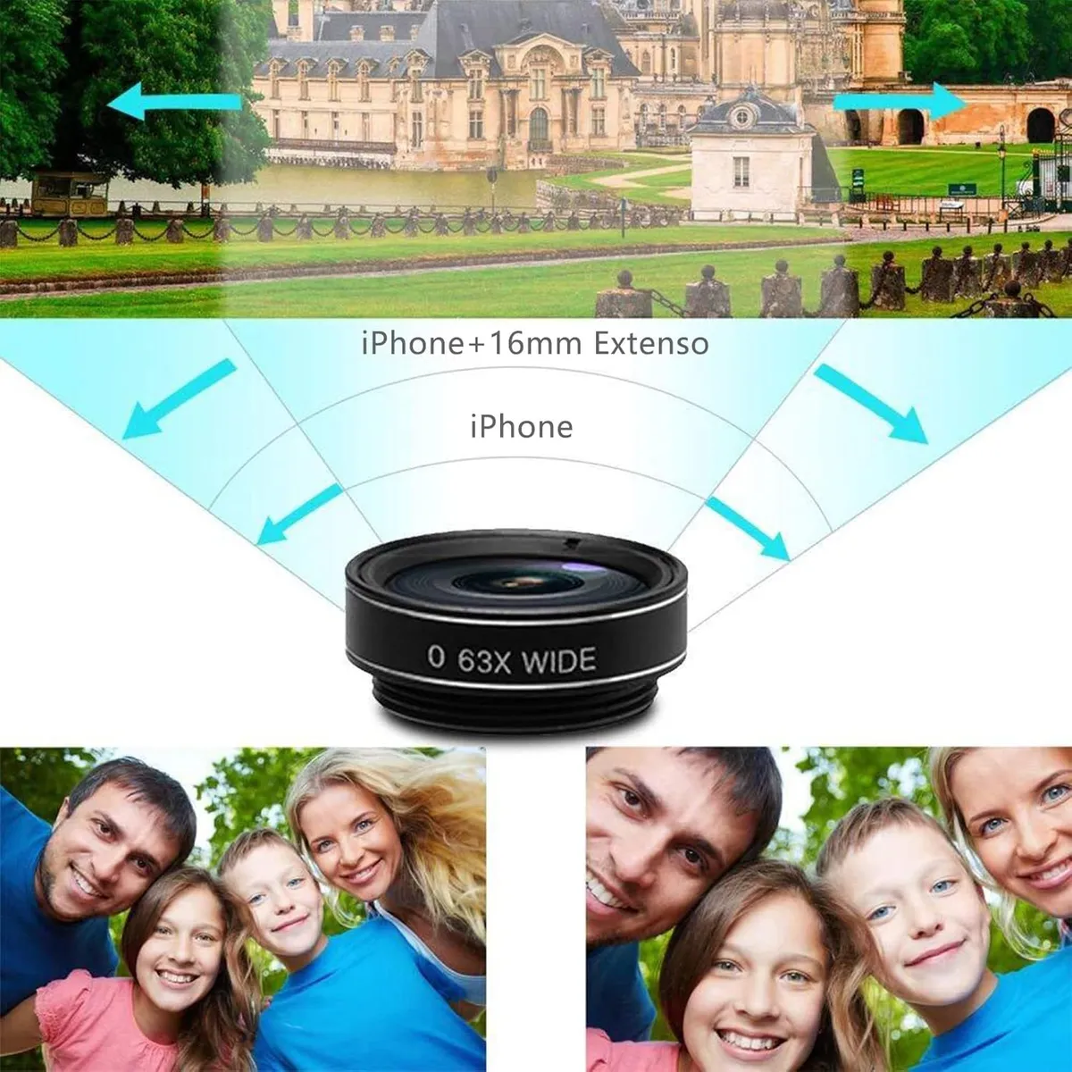 PUREPOWER - 7en1 Teleobjetivo Para Celular Lentes Zoom para Celular ,  0.63X, Ojo de Pez205°,Gran Angular de 140°