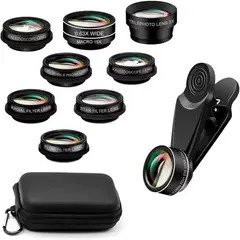 PUREPOWER - 10en1 Teleobjetivo Para Celular Lentes Zoom para Celular,0.63X, Ojo de Pez205°,Gran Angular de 140°