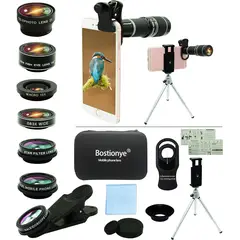 PUREPOWER - 8en1 Teleobjetivo Para Celular Lentes Zoom para Celular,HD20X, Ojo de Pez205°,Gran Angular de140°