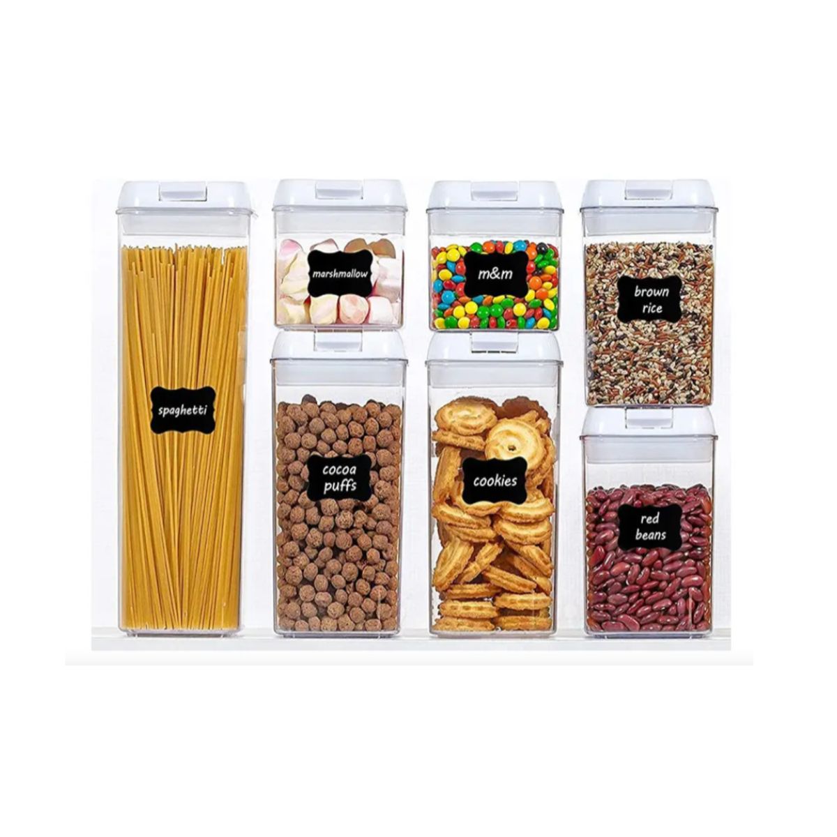 GENERICO - Pack 7 Envases Recipientes Hermeticos Especieros Cocina Color Blanco