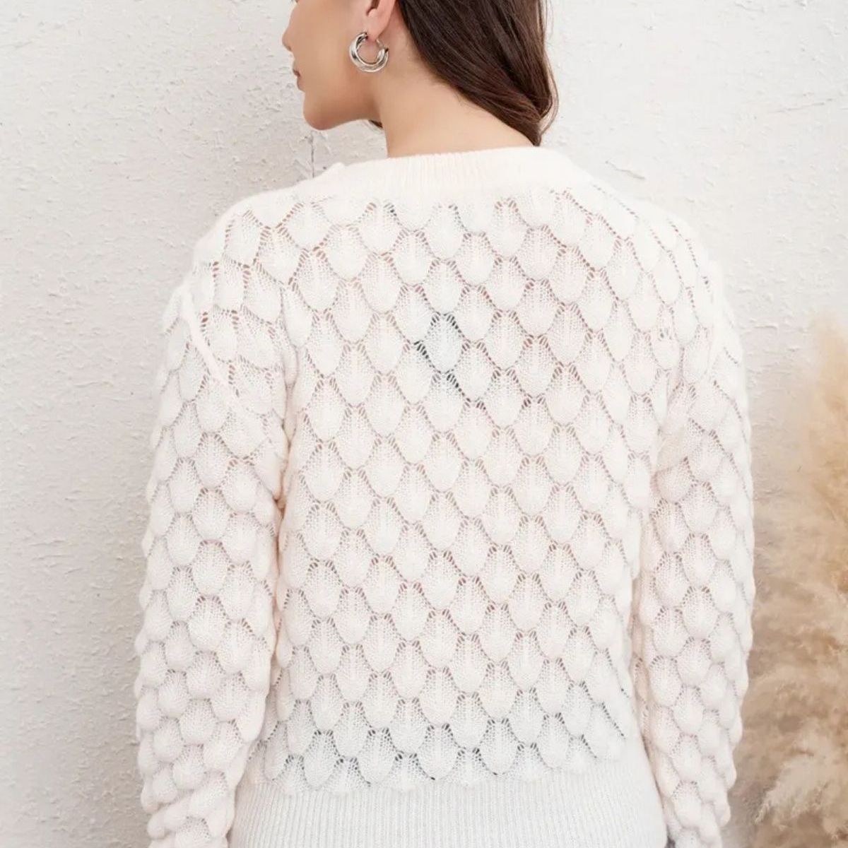LOOK SHOP - Sweater Mujer Tejido Premium, Cuello Redondo, Lana 7021